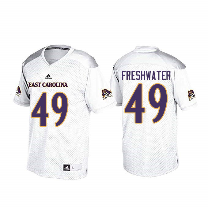 Men #49 Traveon Freshwater ECU Pirates College Football Jerseys Sale-White - Click Image to Close